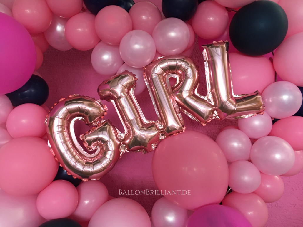 Luftballons Schriftzug GIRL Pink Rosa Folienballons 36 cm Baby Shower Party Deko 